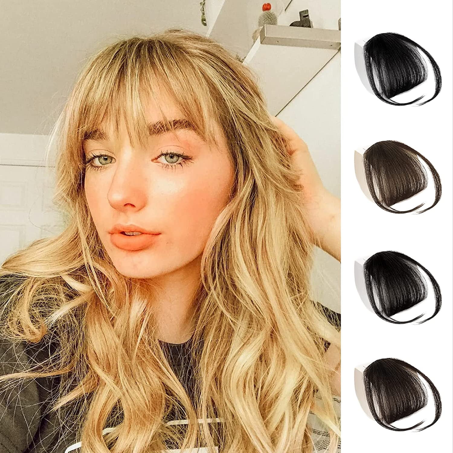 Clip in Bangs for Women 100 Human Hair Extensions Wispy Bangs Fringe with Temples Hairpieces Air Bangs Flat Bangs Clip Curved Bangs for Daily Wear Ash Blonde Walmart