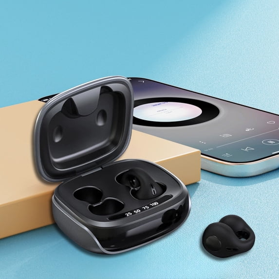 Clip On Bluetooth Earbuds,Bone Conduction Earbuds,LED Display Earbuds,Non In Ear Earbuds,36H Total Playtime,Touch Control Earbuds,Sweatproof Earbuds,Sports Earbuds,Commuting Earbuds,Music Earbuds