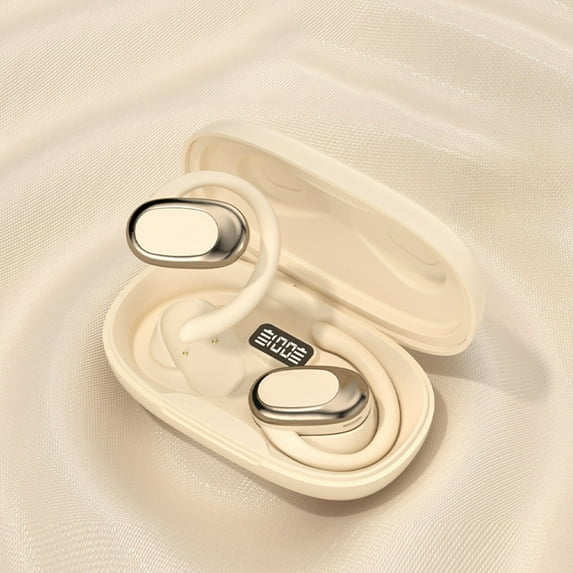 Clip On Bluetooth Headphones - 3.9x2.28x1.18in Wireless Stereo Earphones, Noise Reduction With Charging Case, 60H Total Playtime For Sport And Gym, Touch Control For iOS And Android