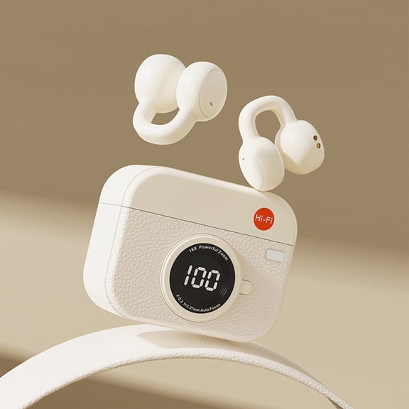 Clip On Bluetooth Headphones, Open Ear Non In Ear Design with HiFi Stereo Sound, Bluetooth 5.4 Low Latency and Long Battery Life, Lightweight Sports Headset for Running Work Driving