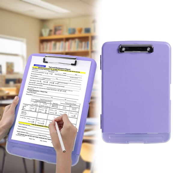 Clip Boards With Storage, High Capacity Storage Clipboard, Nursing Clipboard Folder With Pen Holder, Heavy Duty Plastic Clipboard With Low Profile Clip For Teacher And Work, File Box, Purple Color