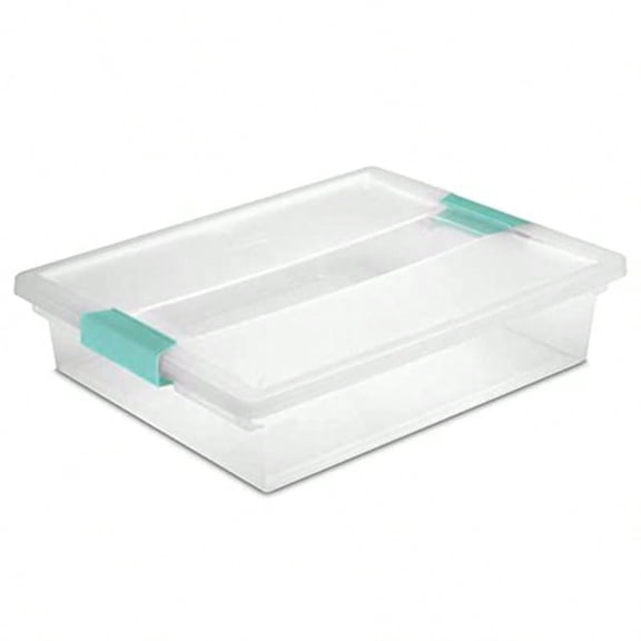 Clip Box Stackable Small Storage Bin with Latching Lid Plastic Container to Organize Office Crafts Clear Base and Lid Large 1-Pack