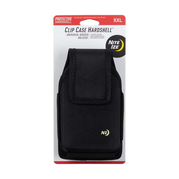 Clip Case Hardshell Vertical Universal Rugged Holster - XXL - Black