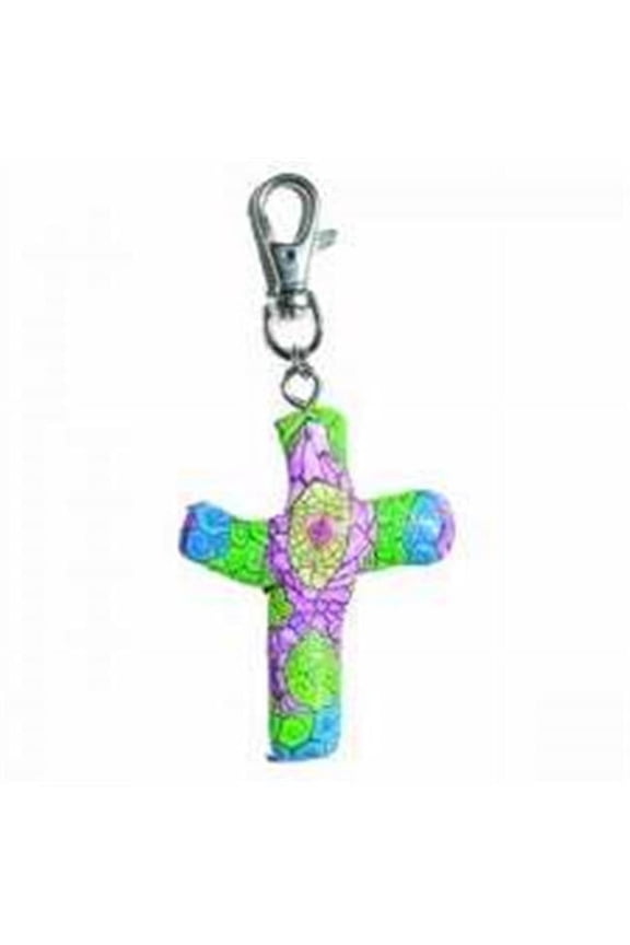 Comforting Gifts - Hand Held Comforting Clay Cross With Clip - Shaped To Fit Any Hand - Kaleidoscope - 3" Cross