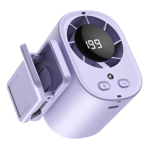 Clip On Conditioner Fans,Portable Hands-Free Mini Fan With LED Display,360° Rotation,199 Speeds & Semi Technology USB Rechargeable,Personal Hands Free Clip On Fan For Travel,Beach&Concert(Purple)