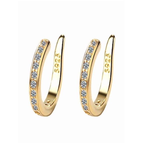Clip On Earrings for Women - No Piercing Needed, Hypoallergenic Copper Build with Simplistic Sparkle, Secure Comfort Fit, For Daily & Special Occasions,Gold