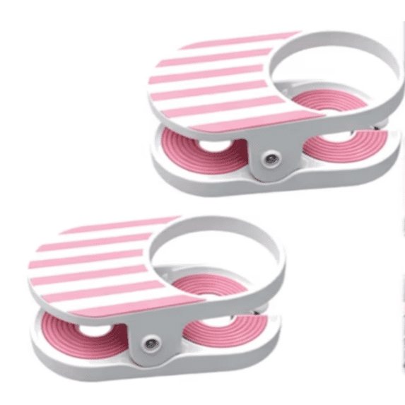 Clip on Cup Holder for Beach Chai, Portable Striped Clip-On Drink Holder, Cruise Cup Holder Clip, Secure Your Beverage Anywhere for Table, Pool, Lounge, Outdoor Indoor Use,2Pcs-Pink