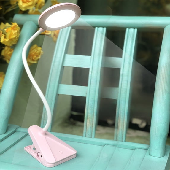 Clip Desk Light | LED Reading Lamp | Portable Gooseneck Bedside USB Rechargeable, Eye-Caring, Flexible Clip-On, Dimmable, Adjustable | Multicolor | 17x9x9 in