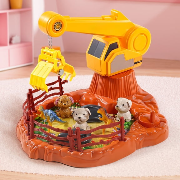 Clip Doll Early Education Puzzle Toys,Mini Doll Machines Engineering Vehicle Theme Toys,Simulated Grabbing Handling Interactive Experience Toys,Immersive Scene Operation Safe Plastic Toys