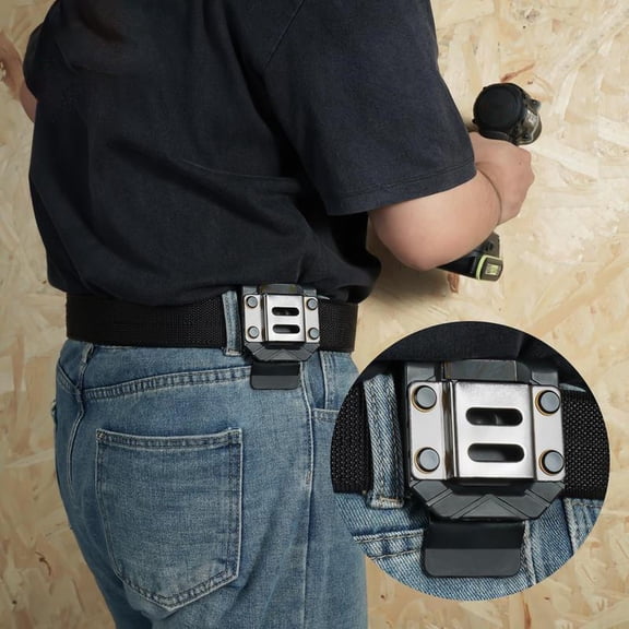 Clip On Drill Holder Tool Belt, Tool Belt Drill Holder, Quick-Release Clip, Drill Belt Clip Tool Holster, Tape Measure Holder for Impact Driver, Nailer, 1 Pcs, 3.54x2.87x0.75"