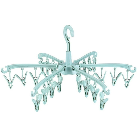 Clip and Drip Hanger,Wind-Proof Sock Drying Rack Hangers,Sock Drying Rack 24 Clips Plastic Laundry Clothes Hanger Rotatable Hanger Sock Dryer Foldable Portable Clothes Drying Rack
