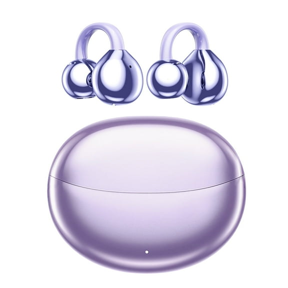Clip on Earbuds Bluetooth 5.4, Open Ear earbuds Wireless with Mic, Lightweight Comfort, Small-Ear Friendly Bluetooth Earbuds, 60H Sport Ear Buds, IP7 Waterproof Noise Cancelling Headphones, Purple