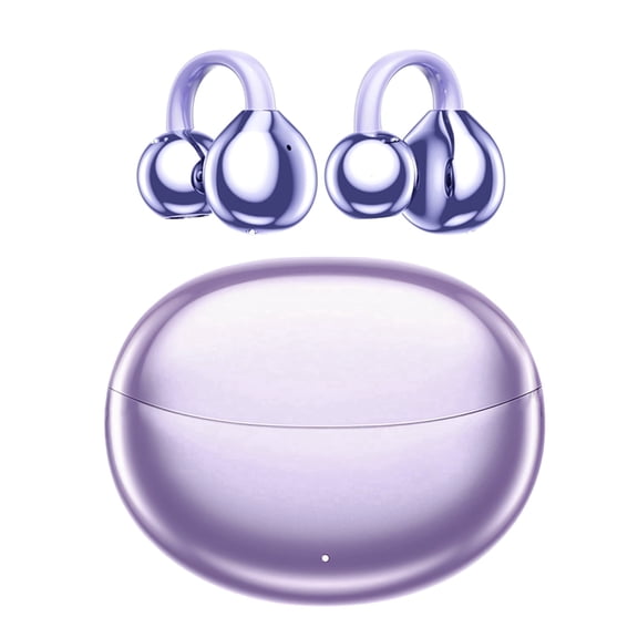 Clip on Earbuds Bluetooth 5.4, Open Ear earbuds Wireless with Mic, Lightweight Comfort, Small-Ear Friendly Bluetooth Earbuds, 60H Sport Ear Buds, IP7 Waterproof Noise Cancelling Headphones, Purple