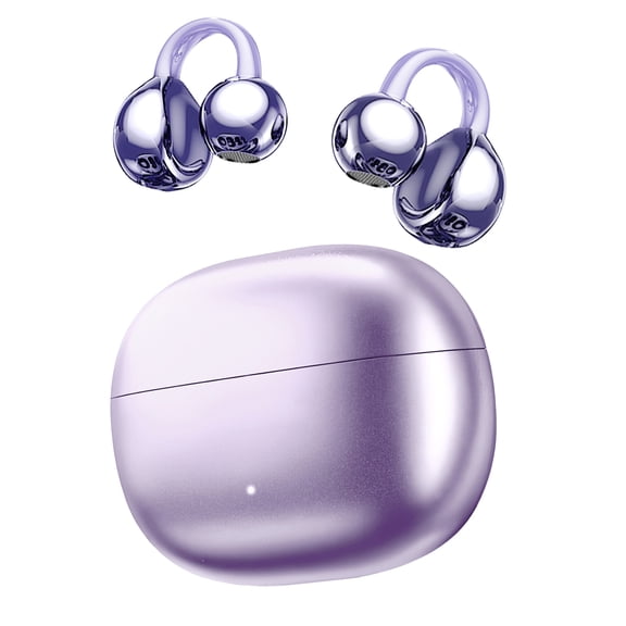 Clip on Earbuds Bluetooth 5.4, Open Ear earbuds Wireless with Mic, Lightweight Comfort, Small-Ear Friendly Bluetooth Earbuds, 60H Sport Ear Buds, IP7 Waterproof Noise Cancelling Headphones, Purple