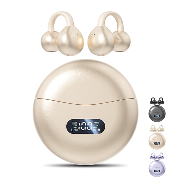 Clip on Earbuds,Open Ear Earbuds Wireless Bluetooth 5.4, Lightweight Open Ear Headphones with Mic 60H Battery,Waterproof, for Sports, Running, Small Ears & Glasses Wearers,Workouts