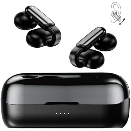 Clip On Earbuds Open Ear Headphones Wireless Bluetooth 5.4 IPX5 Waterproof Ear Clip Earbuds with Built-in HD Microphone, Comfy and Lightweight, Stable Fit for Indoor and Outdoor Sports