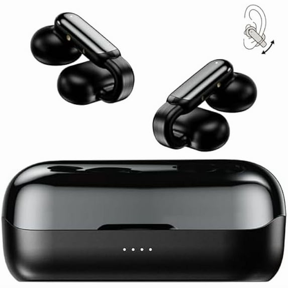 Clip On Earbuds Open Ear Headphones Wireless Bluetooth 5.4 IPX5 Waterproof Ear Clip Earbuds with Built-in HD Microphone, Comfy and Lightweight, Stable Fit for Indoor and Outdoor Sports