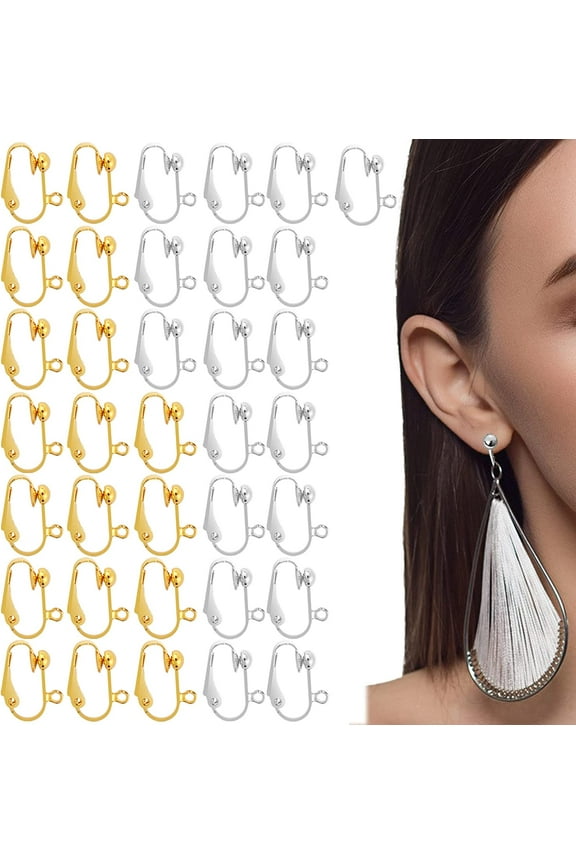 Clip On Earring Converters, 36Pcs Earring Converters Pierced to Clip, Clip On Earrings for Jewelry Making, Earring Backs Parts, DIY Earring, Earring Accessories (Gold and Silver)