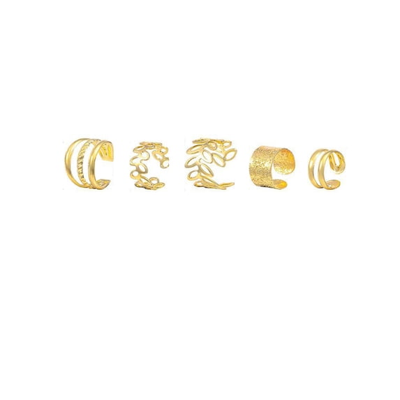 Clip on Earrings - Loetky 5 Pairs Ear Cuffs Non Piercing - Ear Cuff Earrings for Women Ear Cuff for Non Pierced Ears Clip on Cartilage Earring Adjustable Hip Hop Style Set