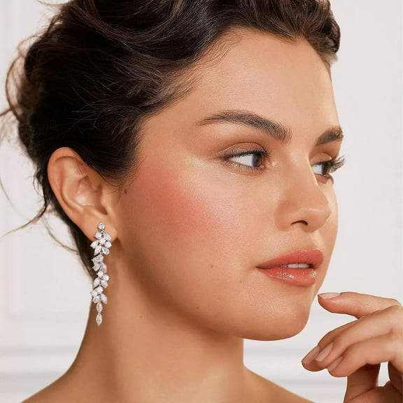 Clip On Earrings For Women 925 Sterling Silver Plated Cubic Zirconia Long Tassel Dangle Op Earrings Non Pierced Earrings For Women Jewelry Gifts Wedding Party[Z4586]