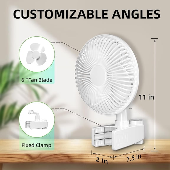 Clip Fan, 6-Inch Grow Tent Fan, Monkey Fan, Adjustable 90 Angles, 15W, 2-Speeds Control, 2 Pack