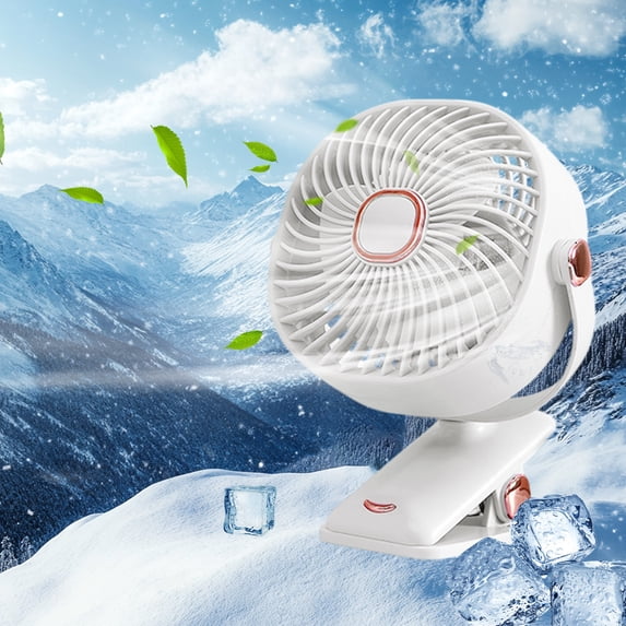 Clip Fan Rechargeable Battery Powered, Three Speed Portable Small Fan with 360 Degree Rotation, Quiet Clip Desk Fan for Camping Office Bed Bedroom Stroller Use