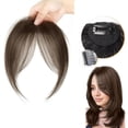 thumbnail image 1 of Clip In Fringe Bangs Hairpieces for Women, Natural Looking Wispy Curved Bangs Hair Extension with Side Temples for Daily Wear Styling(Coffee,One Size), 1 of 5