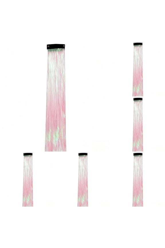 Clip In Glitter Hair Extensions Bulk 12Pcs Set 20 Inch Rainbow Colors Tinsel Hair Pieces With Metal Clips For Festival Group Outfits and Party Hairstyles