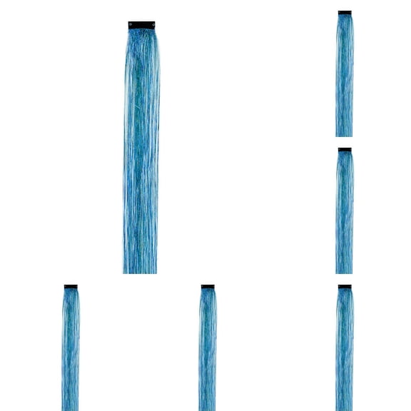 Clip In Glitter Hair Extensions Bulk 12Pcs Set 20 Inch Rainbow Colors Tinsel Hair Pieces With Metal Clips For Festival Group Outfits and Party Hairstyles