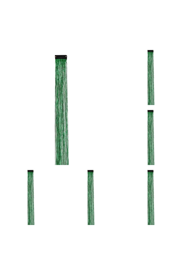 Clip In Glitter Hair Extensions Bulk 12Pcs Set 20 Inch Rainbow Colors Tinsel Hair Pieces With Metal Clips For Festival Group Outfits and Party Hairstyles