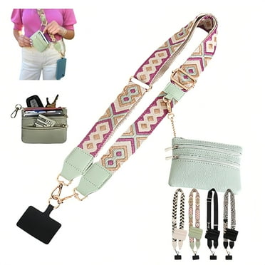 Clip and Go Strap for Phone with Wallet Crossbody, Clip & Go Strap with Pouch for Cell Phone, Cross Body Phone String with Zipper Wallet Pouch, Adjustable Phone Strap Crossbody & Lanyard