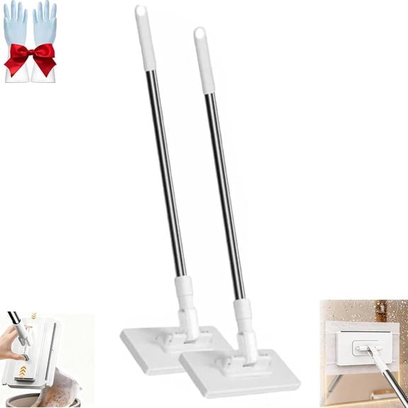 Clip to Grip Mop, No-Wash Mop with 8 Reusable Cloths, Automatic Cloth Changing Mini Sweeper Mops, No-Touch Dirty Cleaning Flat Dust Mops, One-Click Disposable Mopstick for Floor