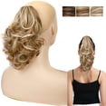 thumbnail image 1 of Clip in Hair Ponytail Extension Drawstring Curly Fake Pony Tail Clip Claw Short Ponytail Synthetic Heat Fabric Hair Piece Wavy High Pony Tails Hair Safe & Friendly for Women Girls Kids(16H613#), 1 of 7