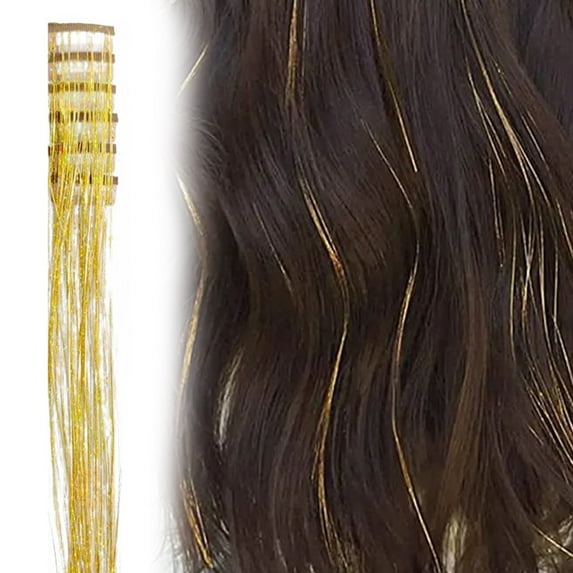 Clip in Hair Tinsel Pack of 6 Pcs Hair Tinsel Clip in 20 Inch Glitter Tinsel Hair Extensions Clip in Hair Tinsel Kit,Sparkle Fairy Party Dazzle Colorful Hair Accessories Strands Kit for Women,B
