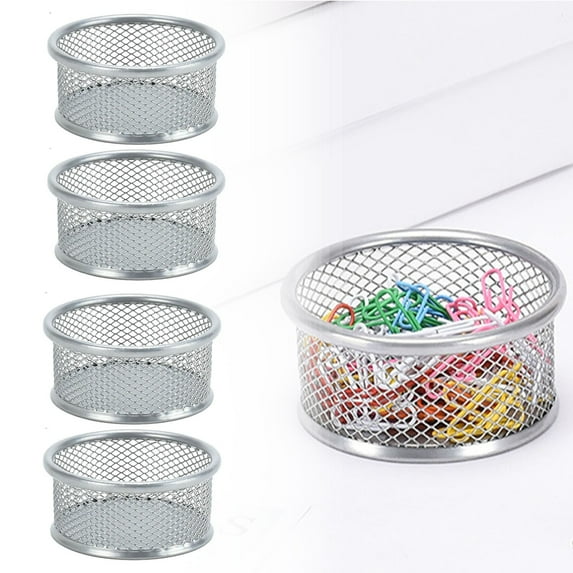 Clip Holder (Mesh Organizer, Desk Bowl), Type D, Wire Mesh Clip Holder, Stackable, Open Design, For Desk Organization, Metal, Meiiso