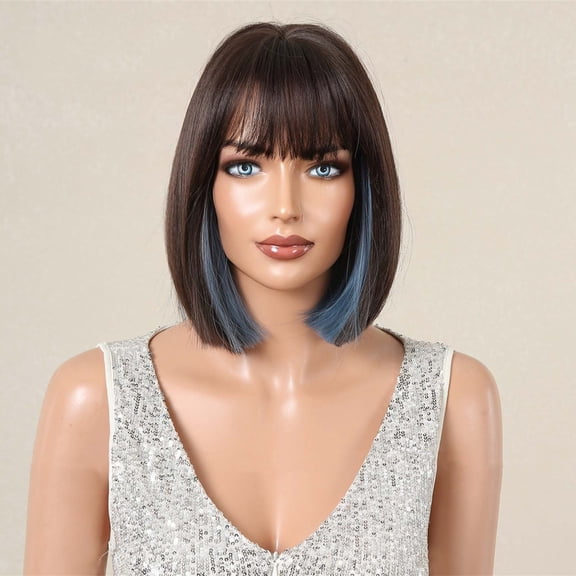 Clip In Bangs Hairpiece for Women, Synthetic Fake Bangs with Clips for Instant Hairstyle Change(Coffee,One Size)