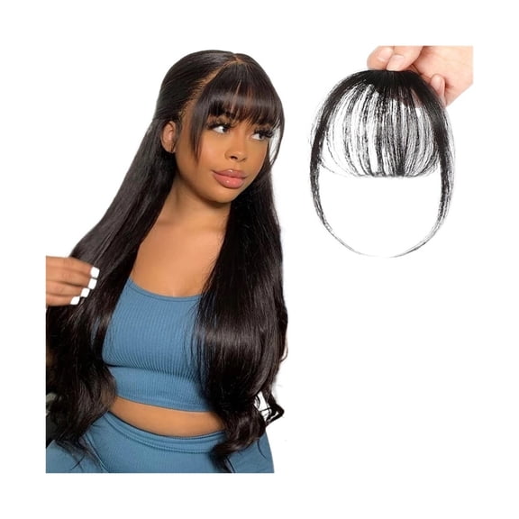 Clip In Bangs Human Hair Extensions Air Bangs Wispy Bangs for Women Girls 1 Pcs Forehead Replacement Bangs for Daily Wear