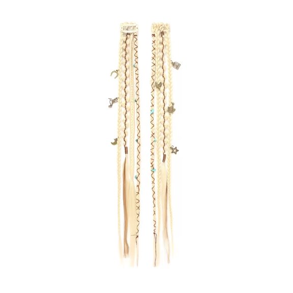 Clip In Braid Hair Extensions 20 Inch Boho Beaded Braids For Women Two PackBeige