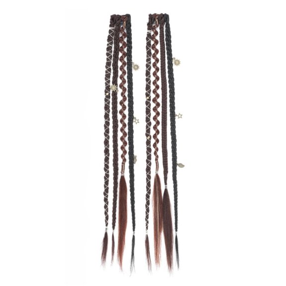Clip In Braid Hair Extensions 20 Inch Boho Beaded Braids For Women Two PackBlack+burgundy