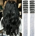 thumbnail image 1 of Clip In Glitter Hair Extensions 20 Inch 12Pcs Kit Rainbow Metallic Hair Pieces for Women Girls Festival Concerts and Party Cosplay, 1 of 9