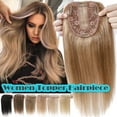 thumbnail image 1 of Clip In Hair Extensions 100% Remy Real Human Hair Piece Top Piece Toupee Woman's Topper For Thin Hair Hairpiece For Hair Loss Cover Russian Hair 6-18 inch Highlight, 1 of 12