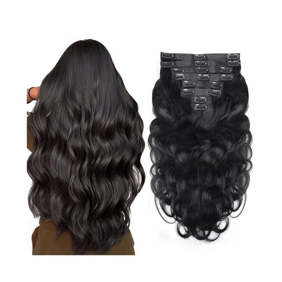 Clip In Hair Extensions Body Wave 8Pcs Clip In Human Hair Extensions Natural Black