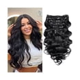 thumbnail image 1 of Clip In Hair Extensions Brazilian Remy Human Hair Body Wave Clip In Extensions 10-26 Inch 8 Pcs/Set Natural Black Color Clip Ins Remy Hair 120G, 1 of 7