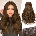 thumbnail image 1 of Clip In Hair Extensions,  Long Layered Soft Invisible Synthetic Curly Wavy Hairpieces for Women, 4 count (20 Inch, Chestnut Brown), 1 of 7