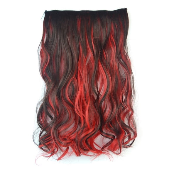 Clip In Hair Extensions for Women, Long Wavy Natural Soft Hairpieces for Daily Styling(Red,45cm)