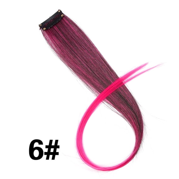 Clip-In One Piece Ombre Hair Extensions in Pure Color - Straight Long Synthetic 2 Tone Hair Pieces