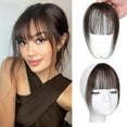 thumbnail image 1 of Clip-In Real Human Hair Bangs with Temples 22cm, Handwoven Brown Fringe for Women, French Curved Style for Daily Wear, 1 of 6