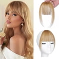 thumbnail image 1 of Clip-In Real Human Hair Bangs with Temples 22cm, Handwoven Brown Fringe for Women, French Curved Style for Daily Wear, 1 of 6