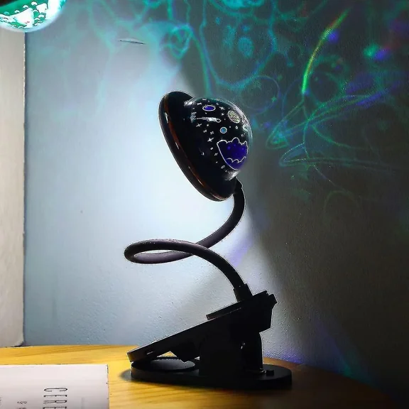 Clip Lamp For Kids, Usb Rechargeable Led Clip Reading Light With Star Projection, Gooseneck Bedside