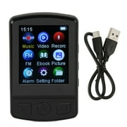 Clip MP3 Player MP4 Player Bluetooth 5.2 1.77 Inch Color Screen Portable Wearable Music Player with FM Recording Electric Book with 64G Memory Card
